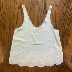 Joie White Lace Trim Camisole